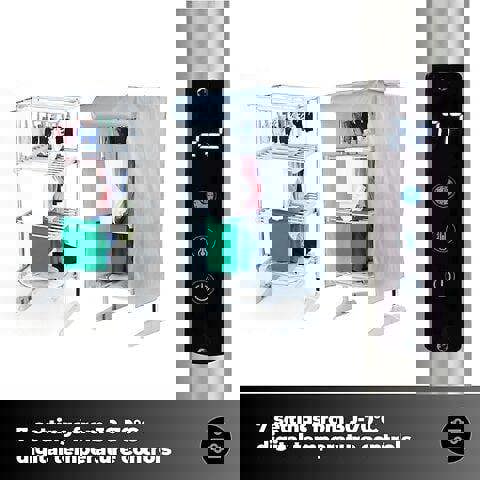 GlamHaus 4 Tier Heated Clothes Airer with Cover 300W Digital