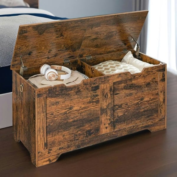 Rafaelo Mobilia Wooden Storage Trunk With 2 Lids