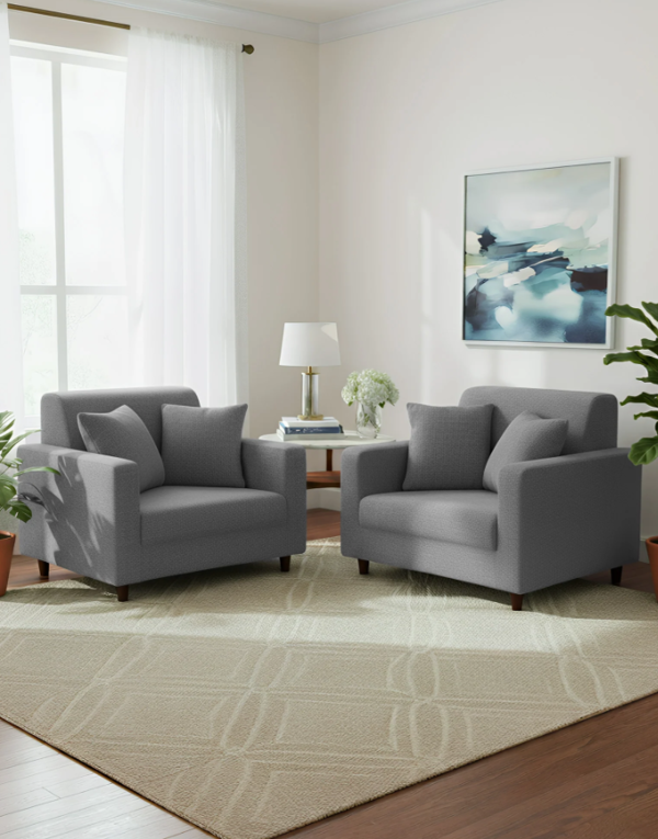 Anyseat 1 Seater Sofa Cover Plain Ash Grey Style and Protection For Living Room Sofa Chair Elastic Stretchable Slipcover