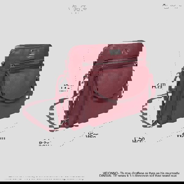 Assots London 'JEAN' Carmine Pink Real Soft Pebble Grain Leather Crossbody Bag