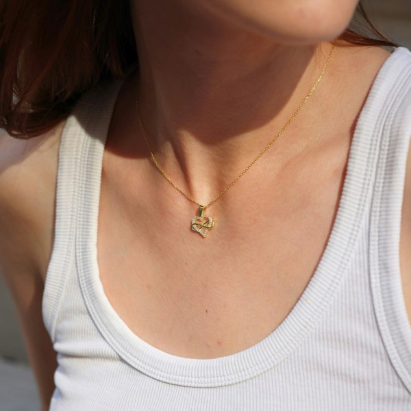 Spero London Infinity Heart Love Sterling Silver Pendant Necklace