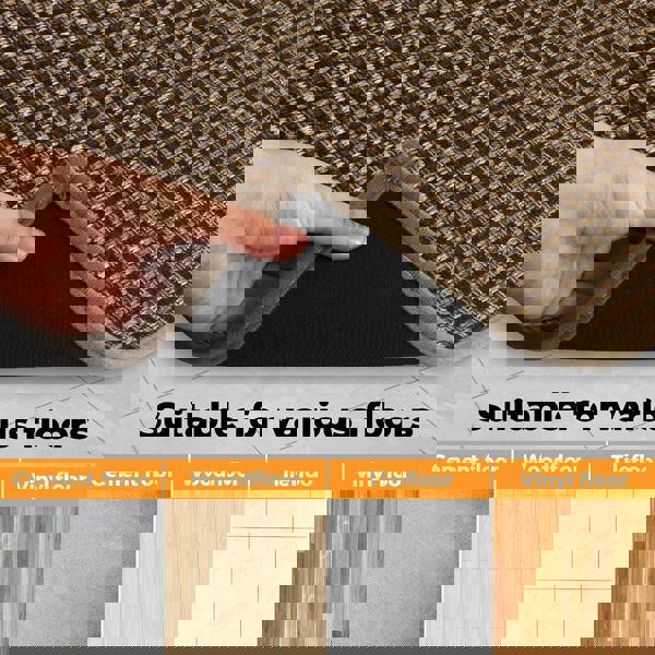 Marlow Kitchen Mat 2PCS Non Slip Woven Rubber Floor Mat Absorbent Runner Brown