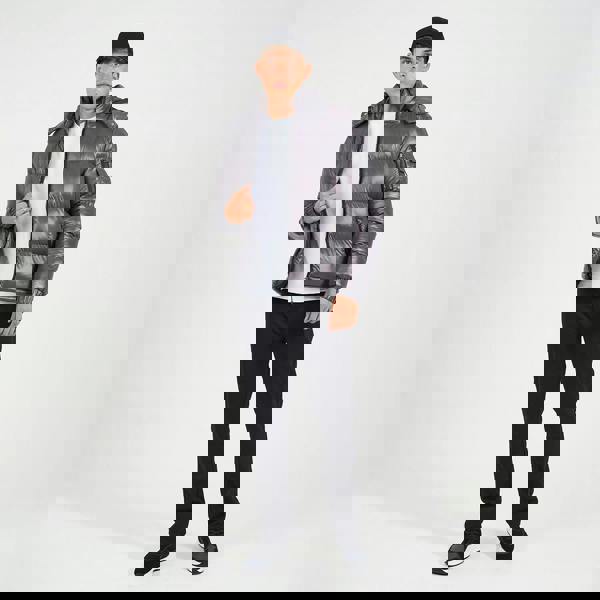 Brave Soul Grey Hooded Padded Puffer Jacket with Detachable Hood - Grey Image 3