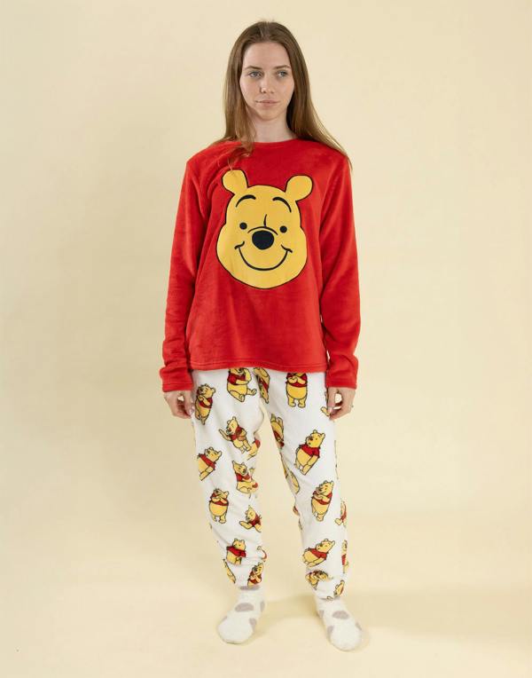 Winnie the Pooh Womens Red Bear Long Sleeve Long Leg Pyjama Set