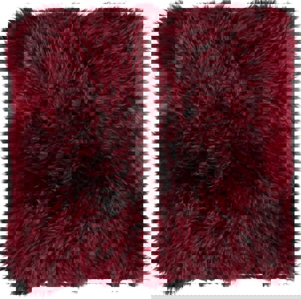 Long-Wool Sheepskin Cushion | 35x35 cm Burgundy