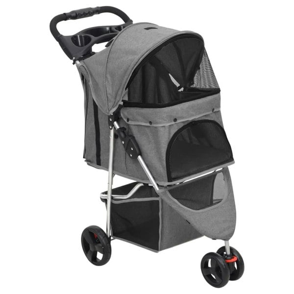 Berkfield Folding Dog Stroller Grey 80x46x98 cm Oxford Fabric