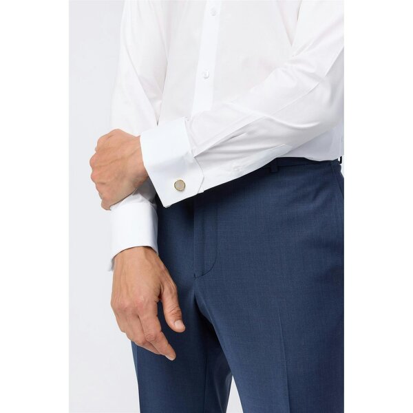 Limehaus Slim Fit White Stretch Double Cuff Shirt