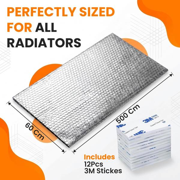 MY DIY PROFESSIONAL PRODUCTS Radiator Insulation Foil Sheet - Reflective Thermal Bubble Backing With Stickers – Energy Saving, UV Resistant