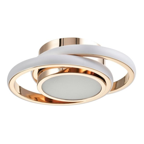 Modern LED Ceiling Light with Gold Rings and Central Downlighter Image 1