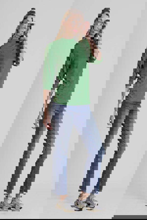 ENORSIA High Waist Raw Hem Flared Jeans