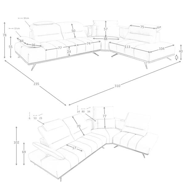 Angel Cerdá Corner sofa in light grey leather 6243/6244
