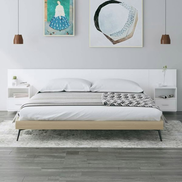 Berkfield Bed Headboard with Cabinets White Engineered Wood