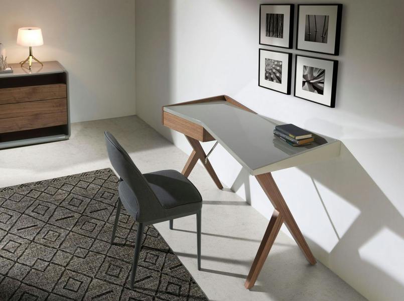 Angel Cerdá Walnut Desk With Grey Wooden Top 3018