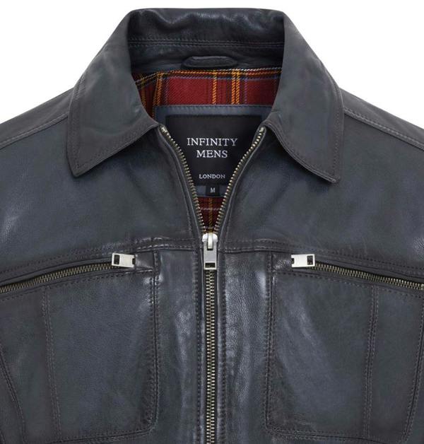 Infinity Leather Mens Classic Leather Biker Jacket - Bettles