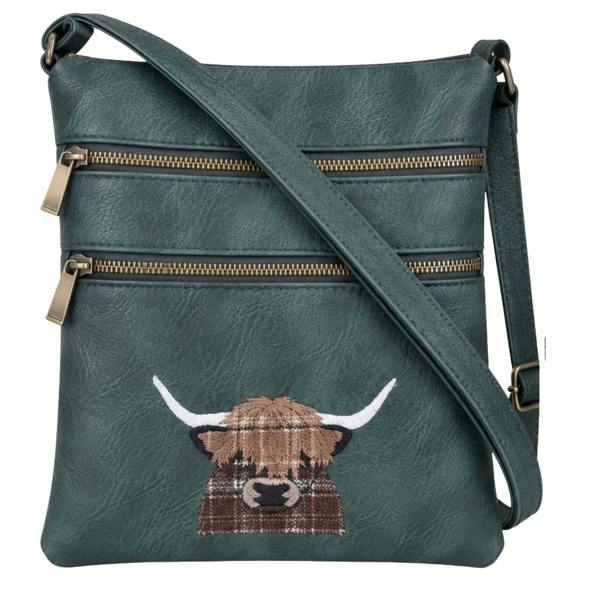 Fores Collection Highland Cow Appliqué Faux Leather Crossbody Bag