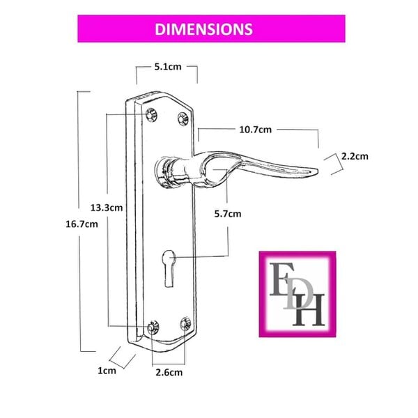 EDH Door Hardware Premium Satin Nickel Internal Lock Handles with Long Back Plate and 3 Lever Mortise Sash Lock - Stellar Design, 4 Pairs