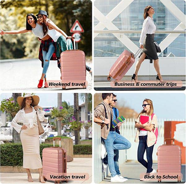 Leaper 20" ABS Carry-On Luggage with Removable Wheels & TSA Lock