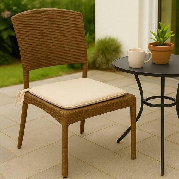 Night Zone Square Chair Seat Pads 38 x 38cm – 3cm Thick Foam Dining Chair Cushions with Ties
