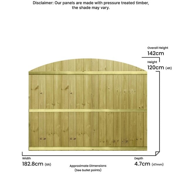 Premier Garden Supplies Dome Top Tongue & Groove Semi-Braced Fence Panel - Wood - Pressure Treated (Tanalised)