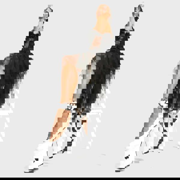 Lamoda Amour White PU Black Flats Chic Elegant Comfort Shoes for Women