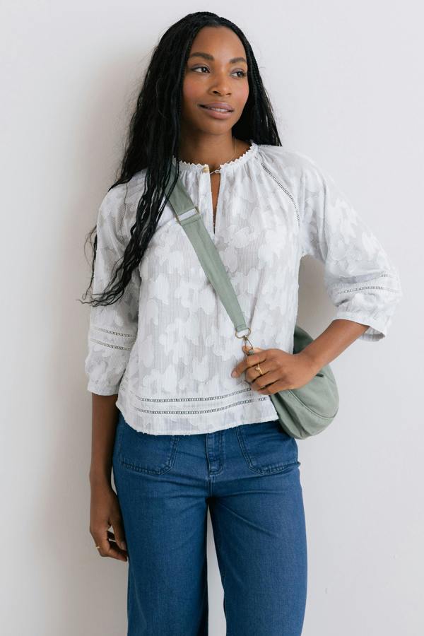 Lily & Me Cotton Twill Crossbody Bag Silver Sage