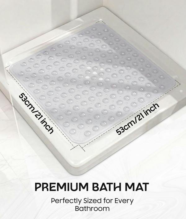 ADOV Square Shower Mat Non Slip Anti Mould, 53 x 53cm Bath Mat for Inside-Shower