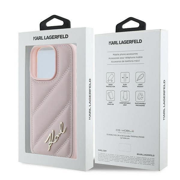 Karl Lagerfeld Quilted Signature Case for iPhone 16 Pro Max 6.9" Pink - KLHCP16XPQDSMGP