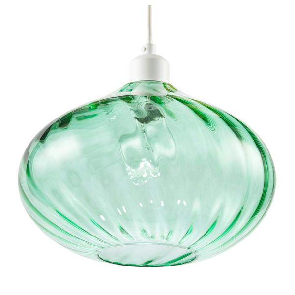 Modern Designer Emerald Green Line Twisted Glass Pendant Light Shade Image 4