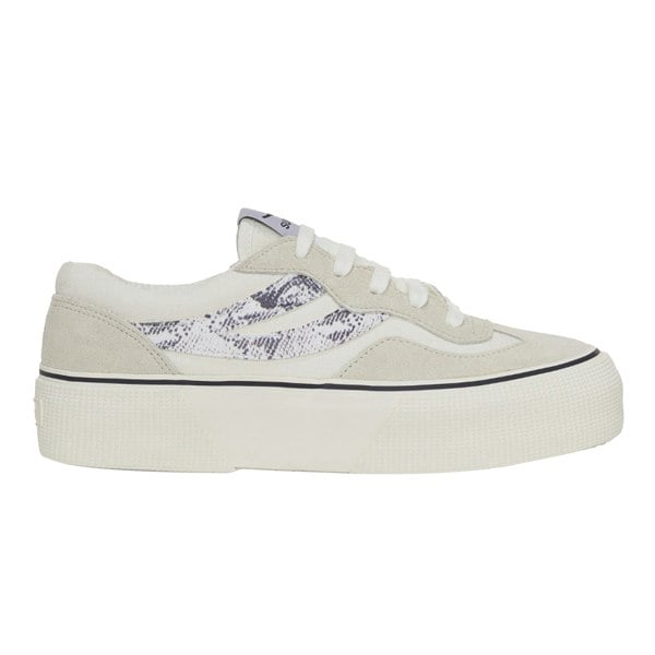 Superga Womens 3041 Revolley Snake Swallow Tail Suede Trainers - Milk White/Avorio/Navy