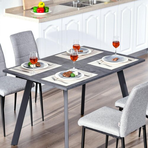 Wyld Haus Roreso 120cm Metal And Wooden Dark Grey Rectangular Dining Table With Steel Legs
