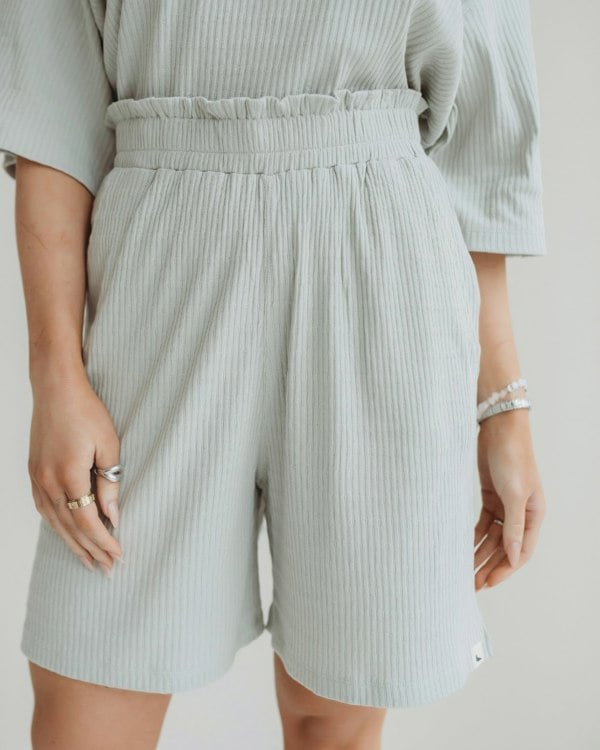 Audrey Light Green Rib Shorts- image 2