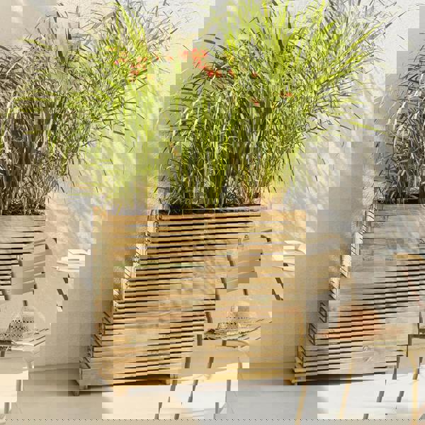 Cerland Horizon Tall Slatted Wooden Planter 90cm x 40cm 40L Modern Trough