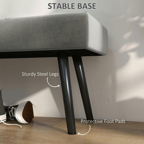 Wyld Haus Mazuka Grey End Of Bed Bench With X Frame Black Metal Legs Geometric Pattern
