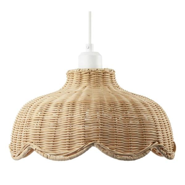 Handwoven Natural Rattan Pendant Light Shade with Scalloped Edge Image 4