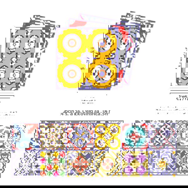 WT1529 - Colourful Moroccan Tiles Wall Stickers - 15 cm x 15 cm - 24 pcs.