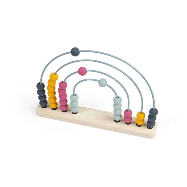 Bigjigs Toys Wooden Rainbow Abacus - Includes 32 Food-Grade Silicone Beads