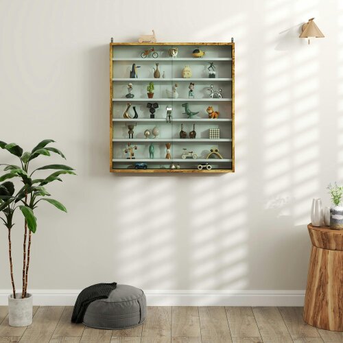 Wyld Haus Yovere Wood And Glass Brown 6 Tier Display Cabinet With Glass Doors