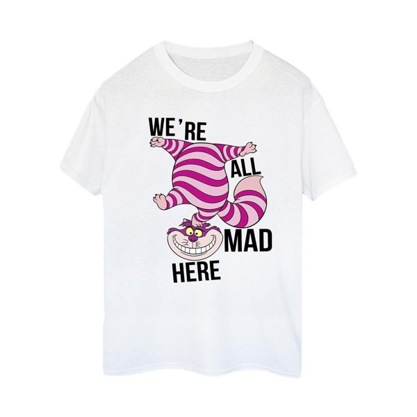 Disney Womens/Ladies Alice In Wonderland All Mad Here Cotton Boyfriend T-Shirt - White