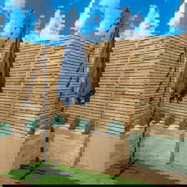 Samuel Alexander 3m Blue Cantilever Parasol with Crank & UV Protection Garden Umbrella