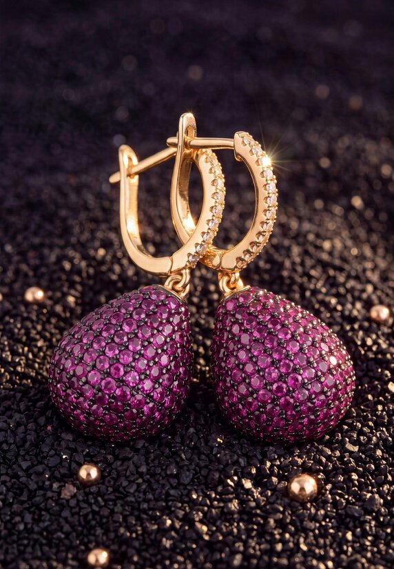 Latelita Valerie Pear Drop Gemstone Earrings Gold Ruby