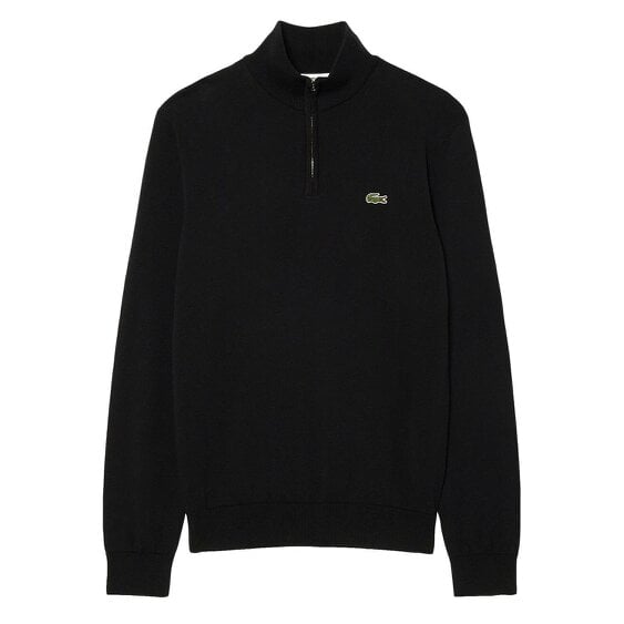 Lacoste AH1980 Quarter Zip Cotton Knit - Black