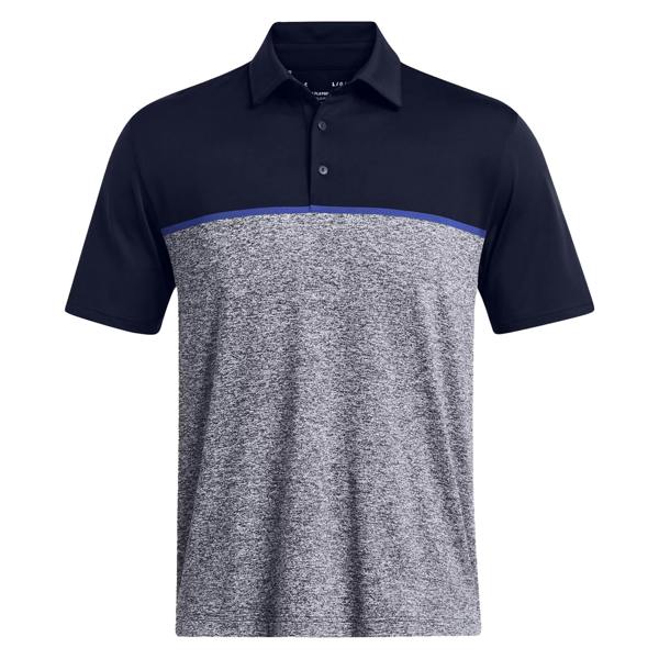 Under Armour Mens Playoff 3.0 Stripe Polo Shirt - Midnight Navy/Royal Blue/Midnight Navy - 