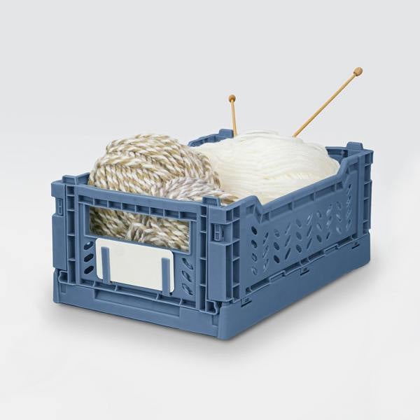 JVL STACKIT - Plastic Foldable Storage Crate - 4L - Blue
