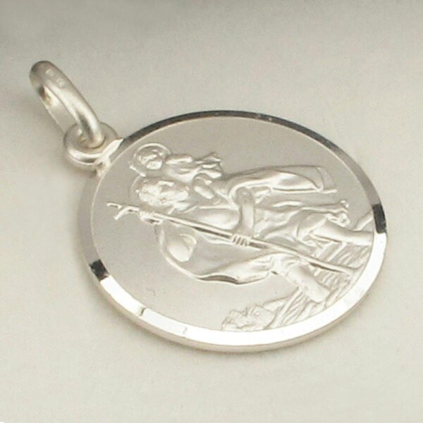 Christopher James of London Sterling Silver 16mm St Christopher Pendant With Optional Engraving and Chain