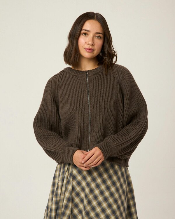Peregrine Clothing Beckett Zip Through Cardigan - Burro
