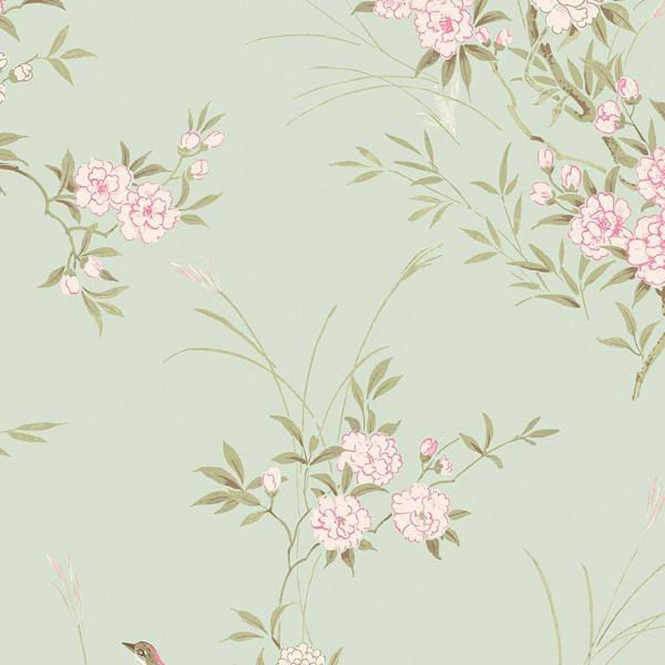 Shabby Chic Rachel Ashwell Bird Chinoiserie Wallpaper | Green