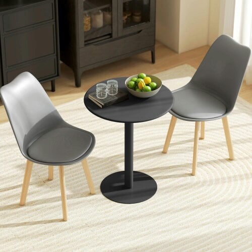 Wyld Haus Lestaguette Metal And Wood Black Round Dining Table With Steel Base 60 x 60cm