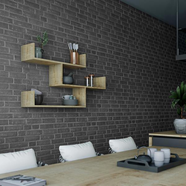 Decortie Modern Tibet Wall Mounted Shelf Floating Bookcase Display Unit 66.5x119x22cm