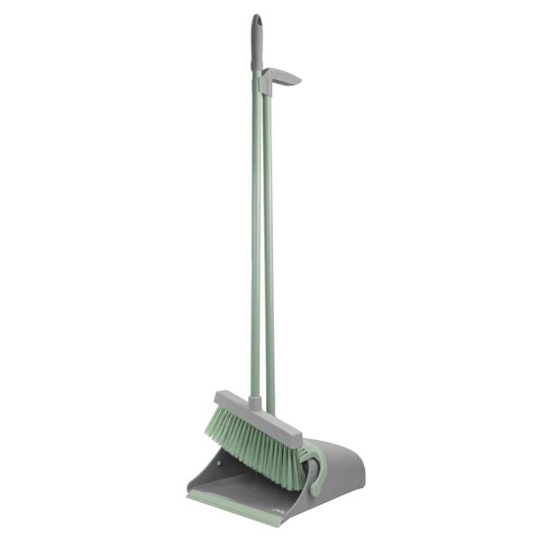 JVL Long Handle Lobby Dust Pan And Brush Set - Grey