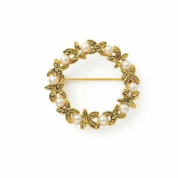 Gold Trip Vintage Gold Pearl Detail Brooch